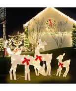 Northlight Set-3 Glittered Doe Fawn Deer Christmas Holiday Reindeer Whit... - $1,255.64 MXN