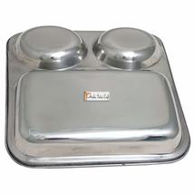 Prisha India Craft Stainless Steel 3 in 1 Compartment Divided Tray for Kids Lunc - £17.05 GBP
