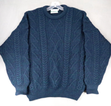 Aran Crafts 100% Wool Cable Knit Chunky Fisherman Sweater Men’s Large Gr... - $56.95