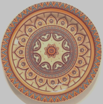 ELAMA Zen Rust Mozaik Bohemian Stoneware Orange Blue Brown Dinner Plate 10.5&quot; - £10.87 GBP