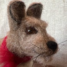 Dog Figurine Soft Sculpture, Needle Felt Wool, Folk Art OOAK, Charming Country F - £55.35 GBP