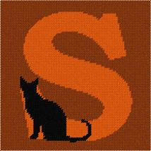 Pepita Needlepoint kit: Letter S Black Cat, 7&quot; x 7&quot; - $50.00+