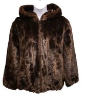 Donna Salyers Fabulous Furs Womens 2x Faux Fur Sable Brown Bomber Coat Mob Wife - £155.40 GBP