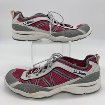 LL BEAN Womens Mesh Side Shoes Size 9.5 Med Pink Gray White Walking - £16.73 GBP
