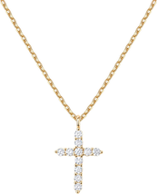 14K Gold Plated Cubic Zirconia Cross Necklace for Women | Cross Faith Pendant Ne - $18.37