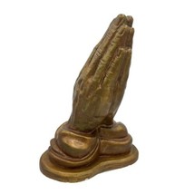 Vintage Chalk Art Praying Hands Sculpture Bronze Gold Finish 9 1/2&quot; Tall READ - $18.66