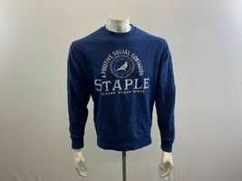Staples jeans Men&#39;s Crew Sweatshirt Size Small Blue Long Sleeve Cotton P... - £10.91 GBP