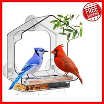 Large Capacity Window Mounted Bird Feeder with Lift-Out Tray &amp; Drainage ... - $31.03