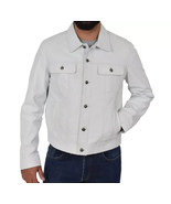 Causal Wear Motorcycle Men White Jacket Handmade Leather Genuine Lambski... - €99,15 EUR+