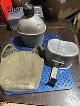 VTG WW2 US Army Canteen w/Cover and Canteen Cup 1945 NAMED - £37.87 GBP