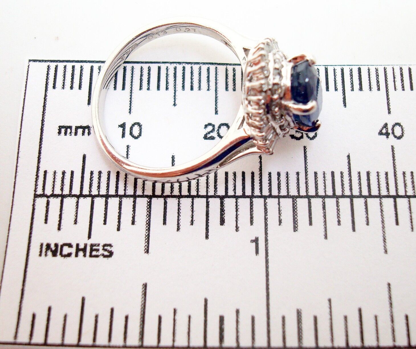 Platinum 1.42ct Blue Genuine Natural Sapphire and Diamond Ring w/ Report (#J487) Item image 12