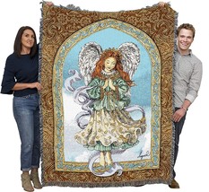 Angel In Prayer Blanket By Ingrid - Religious Gift Tapestry Throw Woven From - £51.09 GBP