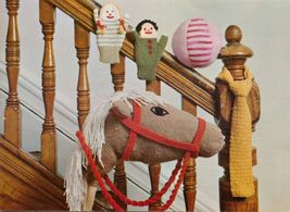 Vtg Knit Crochet Hobby Horse PJ Bag Boots Slippers Xmas Cushion Bazaar Patterns - £9.43 GBP