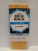 Vintage J &amp; P Coats ~ Color 157A Yellow ~ Baby Rick Rack Sewing Trim 4 Y... - £5.41 GBP