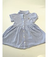 Ralph Lauren Baby Girl Blue White Striped Button Front Oxford Dress - 6 ... - $31.00