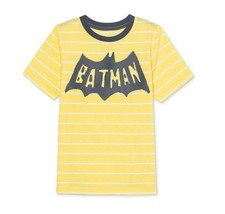DC Comics Toddler Boys 5 Popcorn Yellow Batman Stripe Loose Fit TShirt NWT - £10.52 GBP