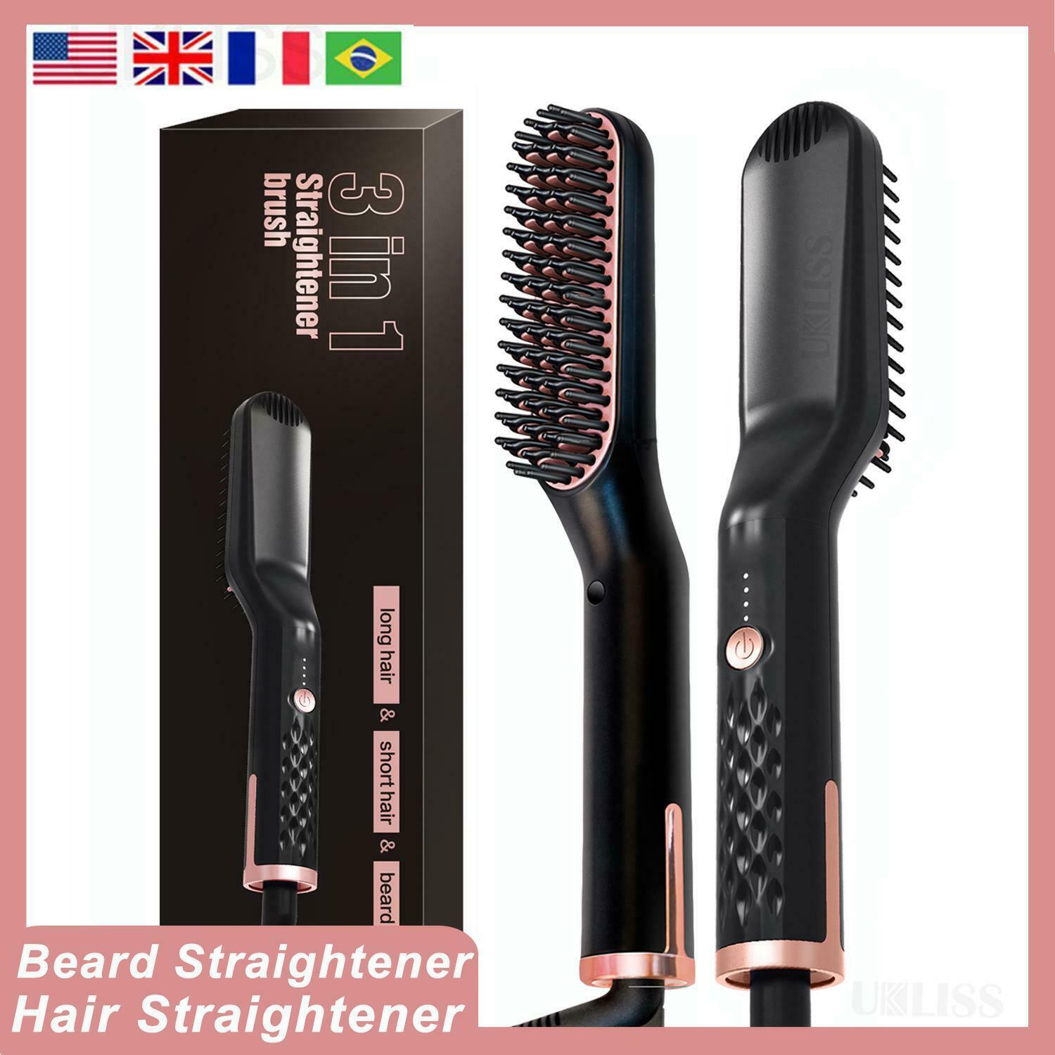2021 Hair Straightener Brush Beard Straightener Brush Multifunctional Straighten - $19.34