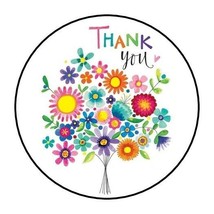 30 Thank You Floral Bouquet Envelope Seals Labels Stickers 1.5&quot; Round flowers - £5.98 GBP