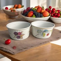 2 Royal Worcester “Strawberry Fair &amp; Evesham Gold” Flameproof Porcelain Ramekin  - $24.40