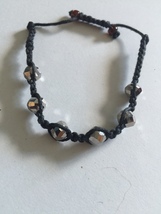 beaded black cord bracelet  - £15.66 GBP