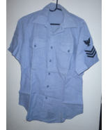 U.S. Navy Dungaree 1st Class PO Work Uniform Shirt Sz:M-34 SL;#DLA1000-B... - £23.59 GBP