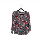 Apt. 9 XL Careerwear Hi Low Hem Blouse Popover Striped Floral Tie Sleeve... - $275.97 MXN