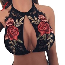 Women Embroidered push up bra Appliques Lace Wire Free Bustier Top Unpadded - £23.44 GBP
