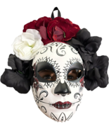 Dia De Los Muertos polyresin painted/bejeweled sugar skull mask w/ flowe... - $21.04