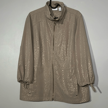 Chicos Jacket Womens 2 Beige Top Zip Casual Cheetah Outdoors Ladies - $13.72