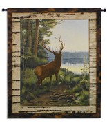 64x53 ELK Buck Forest Lake Wildlife Lodge Tapestry Wall Hanging - £201.57 GBP