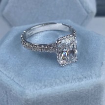 GIA Radiant Lab Grown 2.08CT E-VVS2 French Cut Pave Diamond Ring 18k (3.17 TCW) - $8,990.10