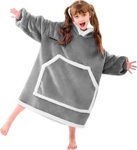 IFNOW Kids Wearable Blanket Hoodie Oversized Sherpa Fleece Sweatshirt with Hood - £18.35 GBP