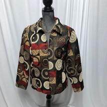 Christopher &amp; Banks Jacket Womens Large Brown Red Tapestry Zippered Long... - $15.67