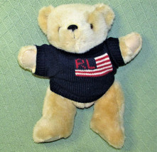 15&quot; Ralph Lauren Teddy Bear Stuffed Animal Jointed Legs Plush Blue Knit Sweater - £17.69 GBP