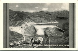 Vtg Postcard 1940s Great Arrow Rock Dam Bird&#39;s Eye View Boise Idaho ID Unused - £3.87 GBP