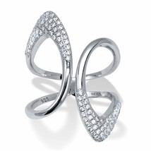 PalmBeach Jewelry 0.46 TCW Sterling Silver Round Cubic Zirconia Open Loop Ring - £32.23 GBP
