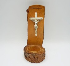 Crucifix Wood Candle Votive Holder Souvenir of Wildwood New Jersey - $24.74