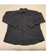 Panhandle Slim Snap Front Western Shirt Mens 17.5 x 35 Navy Blue Striped - $15.79