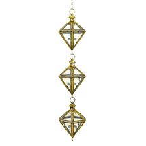 Iron &amp; Glass Hanging 3-Piece Lantern Chain in Frosted Gold Diamante (64&quot; Long -  - £85.96 GBP+