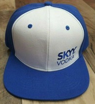 Skyy Vodka Baseball Snapback Hat Cap Flat Bill Blue &amp; White Embroidered - £9.41 GBP