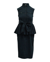 Dries Van Noten Peplum Dress In Cotton Women Blue Xs - $121.60