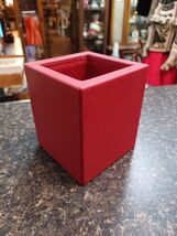 Red Leather Square Pen Holder Pencil Cup Desktop Caddy Stationery Organizer - $19.79