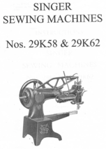 Singer 29K58 & 29K62 sewing machines Using Adjusting Manual Enlarged Hard Copy - $12.99