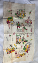 VTG Girls And Cocktails Novelty Naughty Pin-up Risqué Humor Hand Bar Towel - $29.95