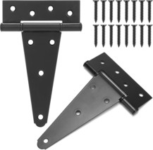 6&quot; T Strap Shed Door Hinges 2Pcs Switch Silently Heavy Duty Black Tee Hings for  - £18.43 GBP
