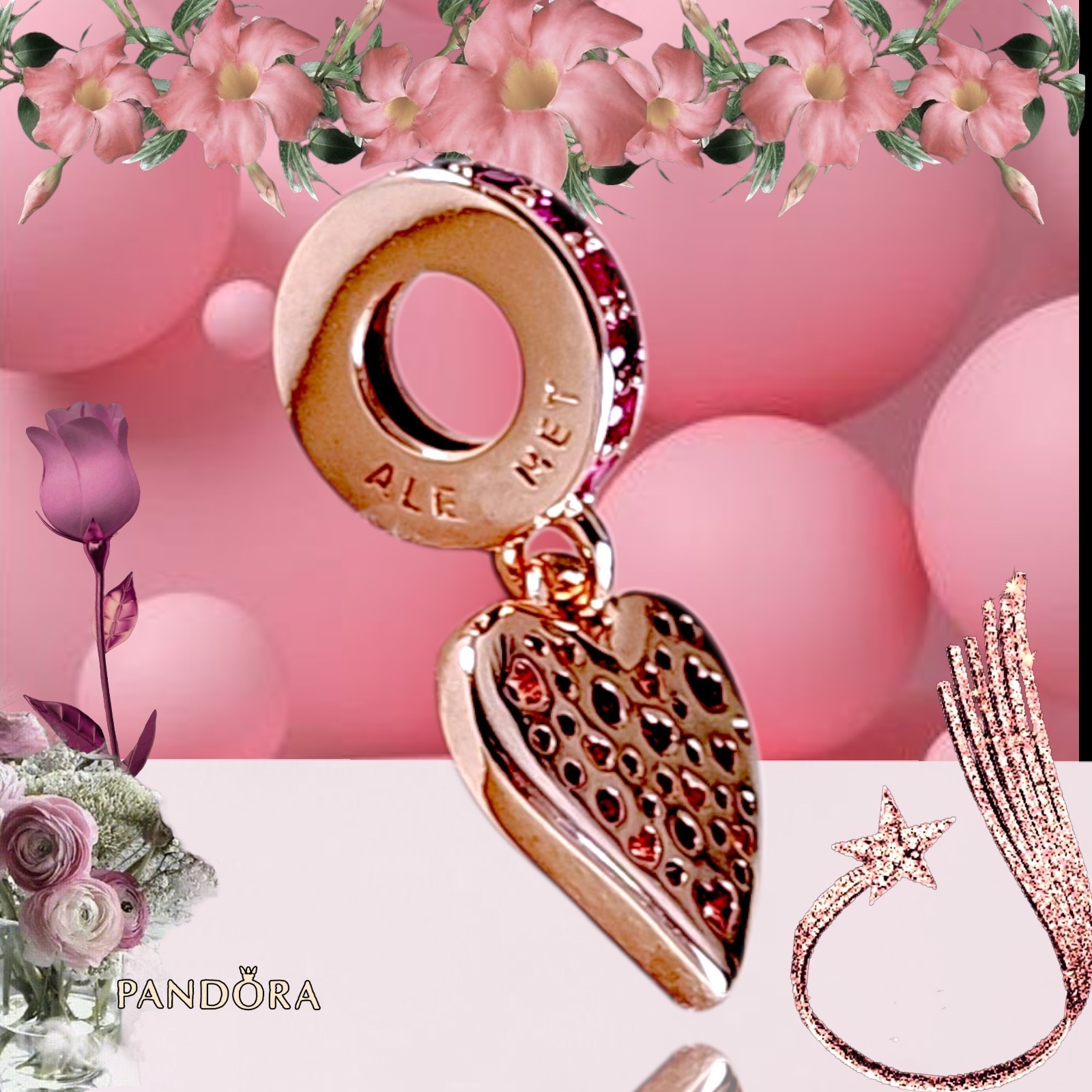 Pandora Charm, Rose Gold Plated Red Freehand Heart  #789565C01 US SELLER  Item image 7