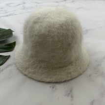 Vintage Unbranded Y2k Fuzzy Bucket Hat One Size White Angora Blend Knit - $496.99 MXN