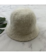 Vintage Unbranded Y2k Fuzzy Bucket Hat One Size White Angora Blend Knit - $36.54 CAD