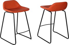 Ava 25&quot; Fixed Terracotta Faux Leather Counterstools, Set Of 2,, By Cortesi Home. - £139.93 GBP