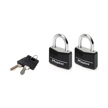 Master Lock 9140EURTBLK 40mm Black Covered Aluminium Padlocks Twin Pack Keyed Al - £20.18 GBP